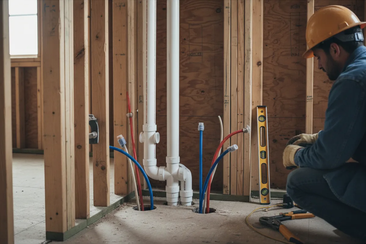 Drain and supply rough-in during Drain Cleaning in Hartley
